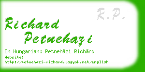 richard petnehazi business card